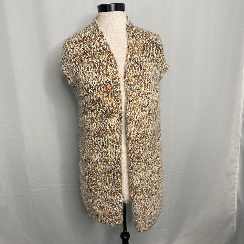 World Market Womens One Size Multicolor Chunky Knit Longline Open‎ Front Vest